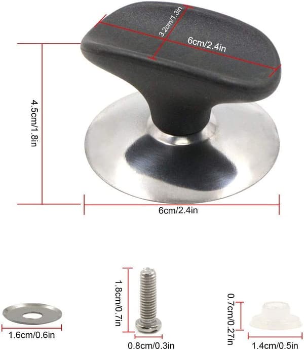 Replacement Lid Knobs Handle 5 Pcs Universal Replacement Parts for Kitchen Frying Pan, Pot, Saucepan, Casserole, and Stainless Steel Lid.