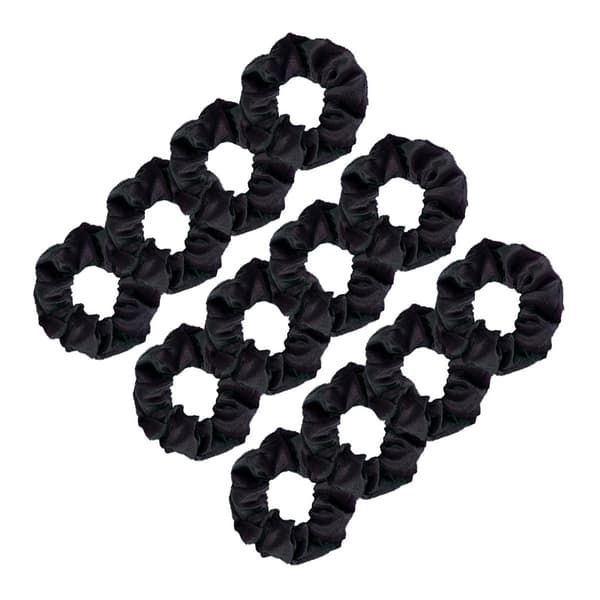 Fløjls Hår Scrunchies til kvinder (12 dele) Sort Black
