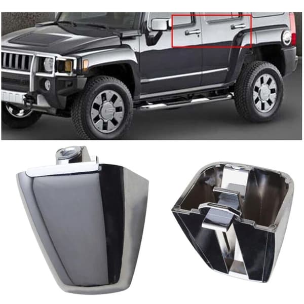 For 06-10 H3 H3T Rear Outer Door Handle Chrome Tip Pair Set 2pcs 15932907 2006 2007 2008 2009 2010