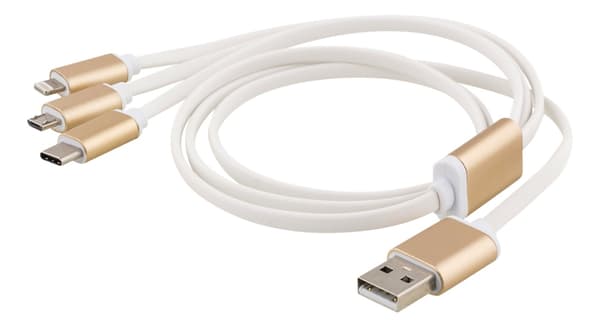 EPZI Monilaturi, USB-C, Lightning, Micro USB, USB-A, 1m, valkoinen