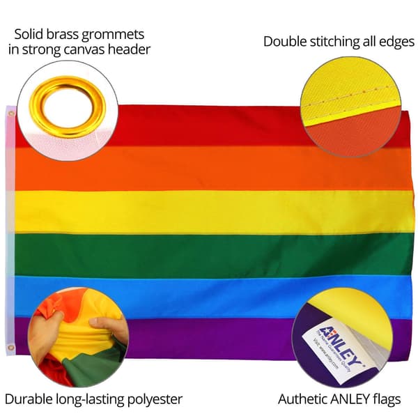90x150cm Rainbow Flag - Vibrant Colors and UV Resistant - Canvas Header