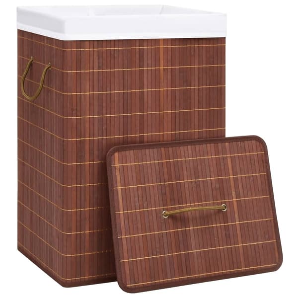 vidaXL Laundry basket bamboo with 2 sections brown 72 L Brun brown