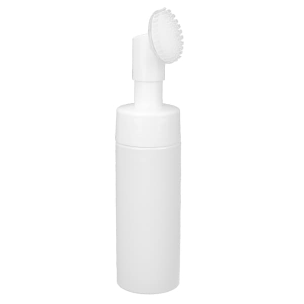 White Facial Cleanser Foaming Bottle Silicone Brush Refillable Empty Mousse Foaming Bottle 150ml