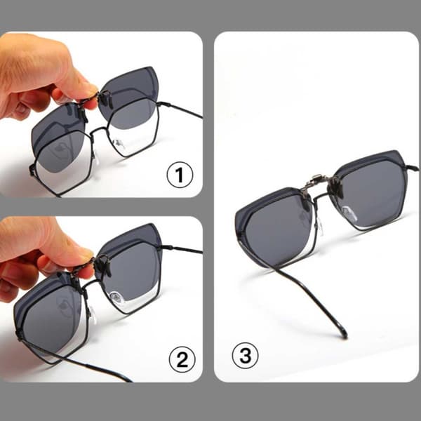 Sammenleggbare Clip-On Solbriller Metall Nattesyn