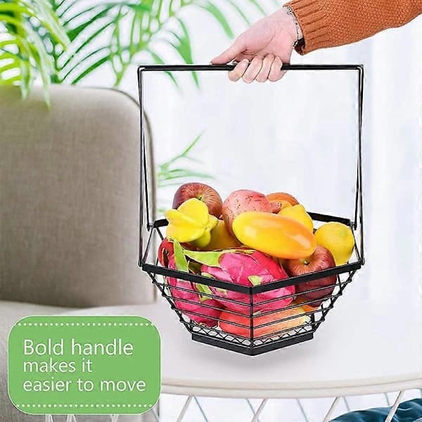 Fruit Basket for Kitchen Countertop Storage Banana Hanger Stand Bowl Handle Bread Basket Removable D