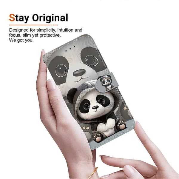 Wallet Case for Xiaomi Redmi 15/ Redmi 15 5G with Pattern Print, Leather Stand and Strap Panda Panda