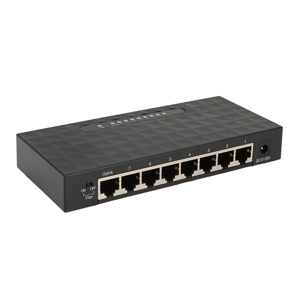 Netværksswitch Gigabit 1000Mps 8 porte Selvadaptiv Switch Ethernet-adapter til kontor hjem 100 til 240V EU-stik