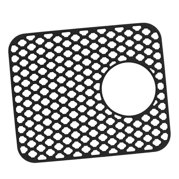 Silicone Sink Mat Protector with Side Drain Hole Non-Slip Scratch Protection Easy Maintenance Sink for Kitchen Home Black