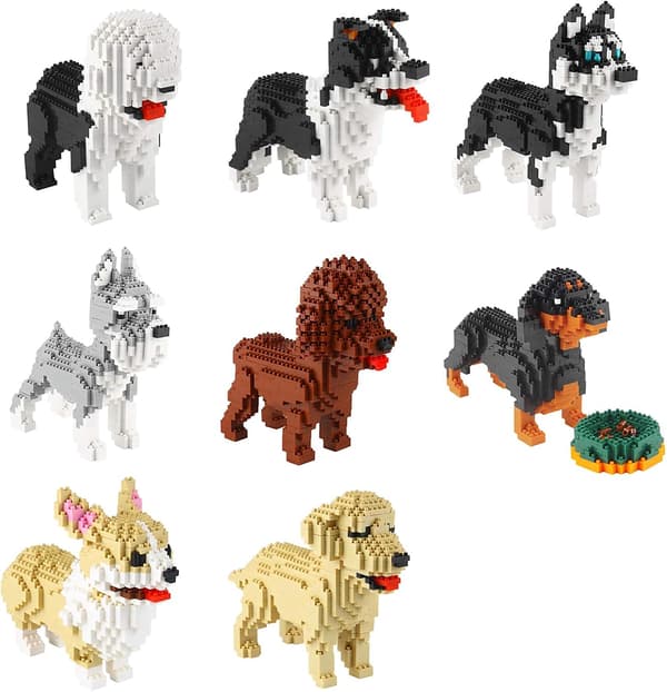 950 Bitar Border Collie Hund Mikrobyggstenar, Djur Mini Blockstenar Leksaksset KLJM-02 (Border Collie)