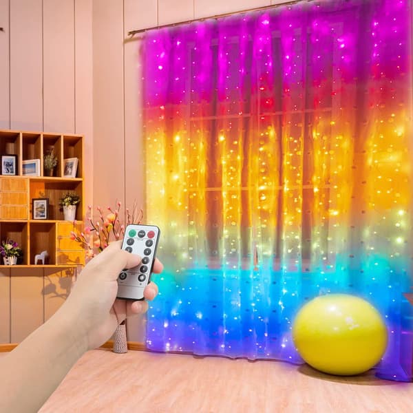Gardiner med lys, 3x3m Gardinlys med 300 LED Vanntett IP6