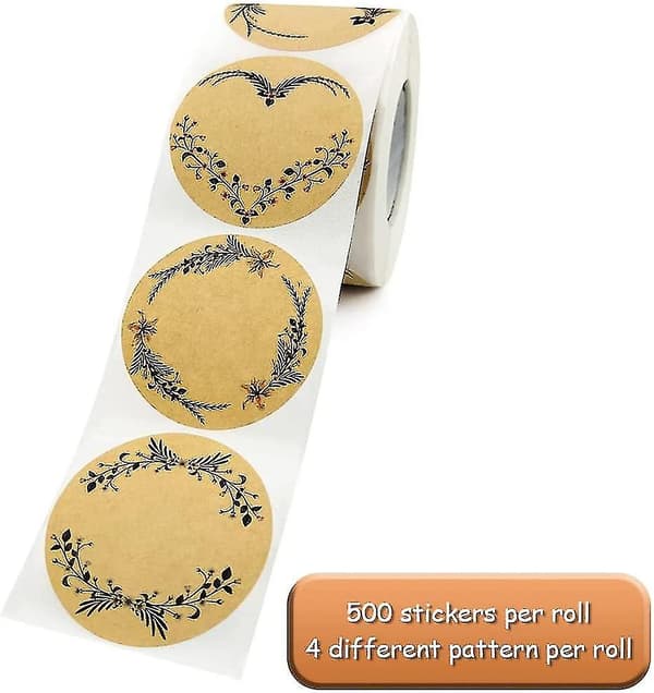 500 Pcs Kraft Paper Labels, Self-Adhesive Labels 5 cm, Jar Labels Type B Type B