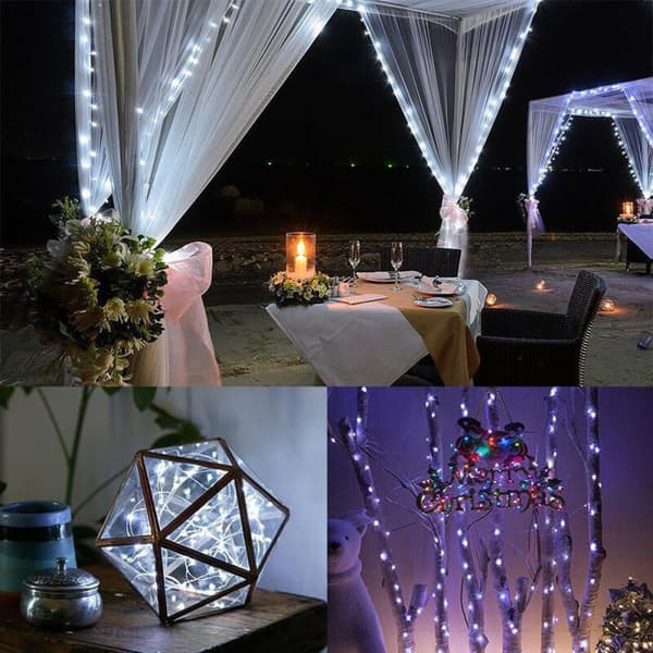 50 LED String Lights, 5m, 4.5V, 3W, Battery Powered, IP65 Waterproof, Flexible, White, Ideal for Parties