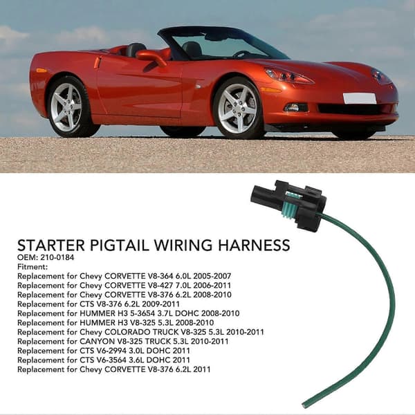 Startmotor Pigtail Ledningsnet Antivibration 2100184 Slidstærk Erstatning til Chevy CORVETTE