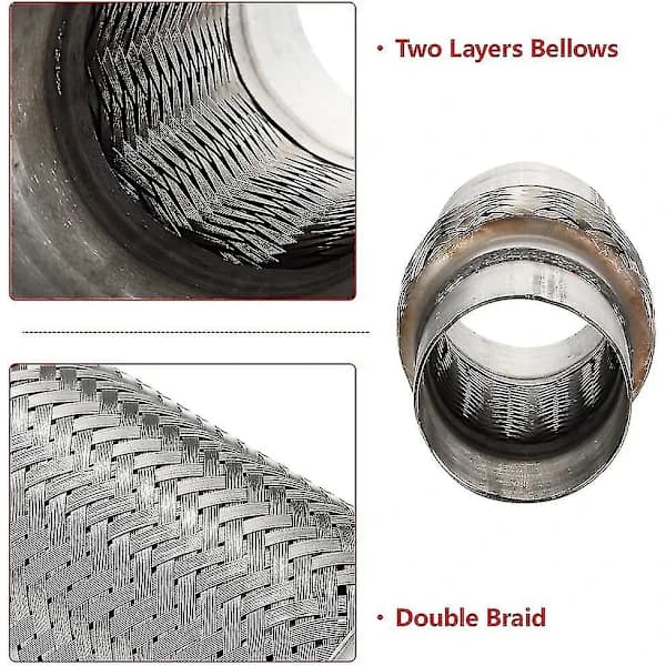 Eksosrør Flex, 2,5 X 4 Rustfritt Stål Kraftig Eksosrør Flex, Dobbeltflettet Eksosrør Flexslange, Total Lengde 8-sfygv