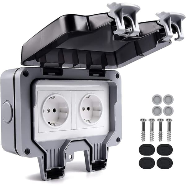 Waterproof Outdoor Socket IP66, Weatherproof and Dustproof Power Socket for Kitchen, Bathroom, Garage, Pool - SHINING HOUSE