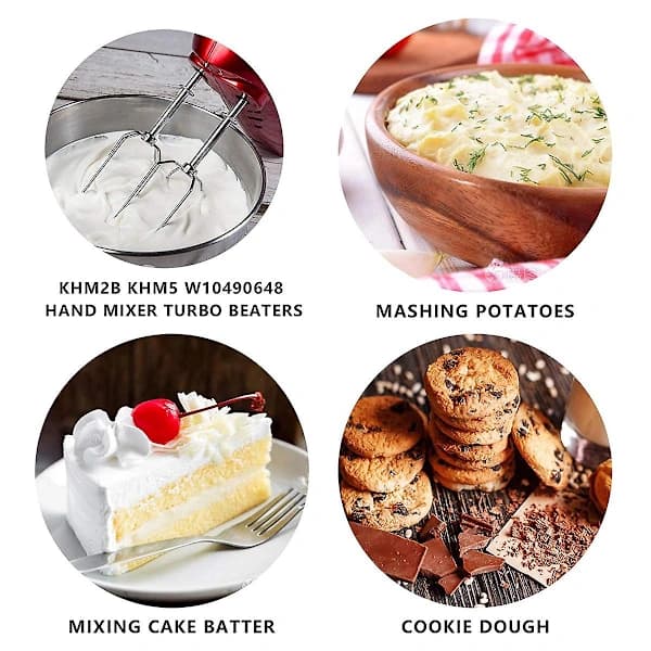 Stainless Steel Hand Whisk Attachments, 6-Pack for Kitchen Baking (2 Wire Whisks, 2 Beaters, and 2 Silver)