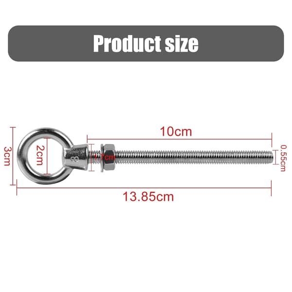 Øyebolt - M8 x 80mm Øyebolt - M8 Løfteøye - 304 Rustfritt Stål