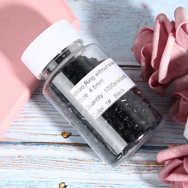 1000 pcs Aluminum Micro Links Rings Beads Screw Micro Rings Hair Extension Tool Black