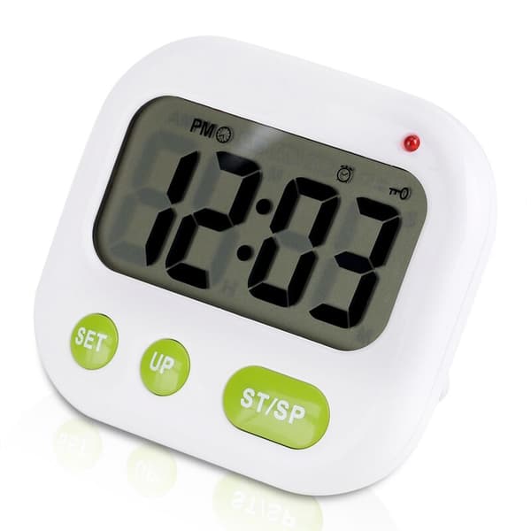 Musik/Vibrations digital LCD-vækkeur, elektronisk køkkentimer med baggrundsbelysning