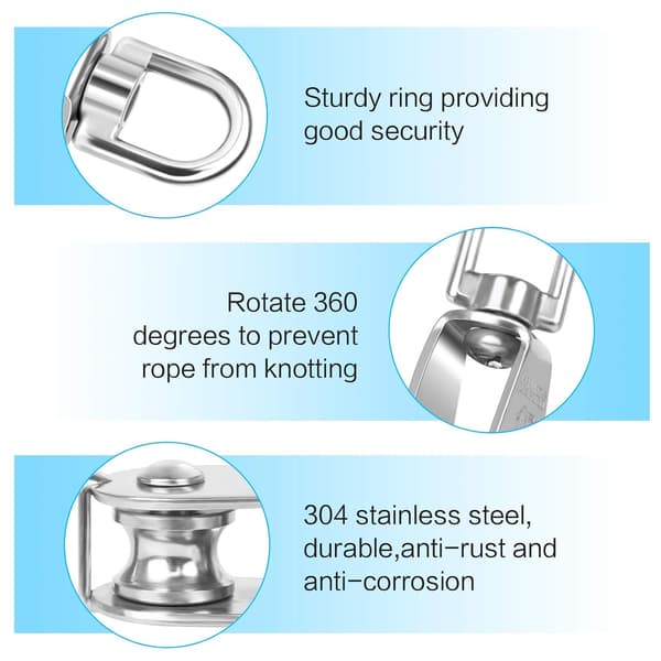 Drejelig enkelt remskive 5 stykker M15 Heavy Duty rustfrit stål Sing