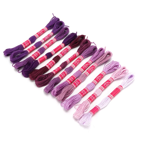 12 stk. broderitråd gradient lys farve polyesterlinje til broderielskere gruppe håndværk (lilla serie)