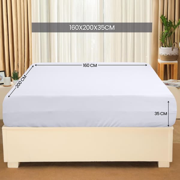 Bedding - Fitted Sheet - White, 160 x 200 cm - 35 cm Deep for Thick Mattress - Brushed Microfiber Polyester