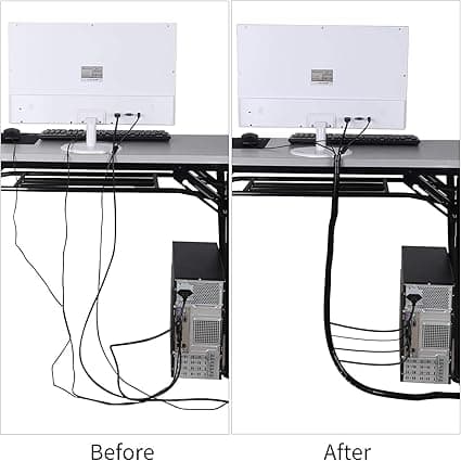 Sort og grå, kabelbeskytter 2-pak, fleksibelt sortiment 2x3M PE-kabel