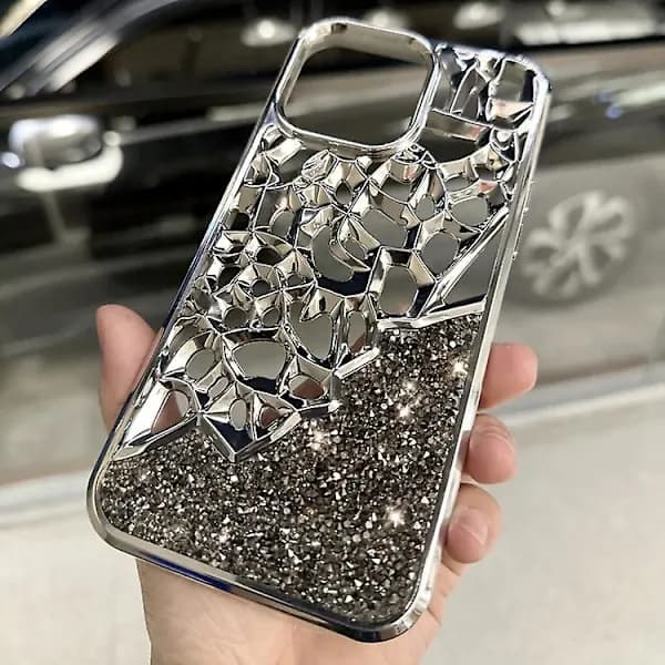 Diamond Style Hole Heat Dissipation Electroplated TPU Phone Case for iPhone 13