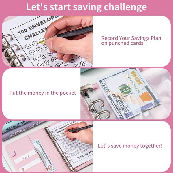 Money Saving Folder - Saving Folder - Piggy Bank - Save - Pink