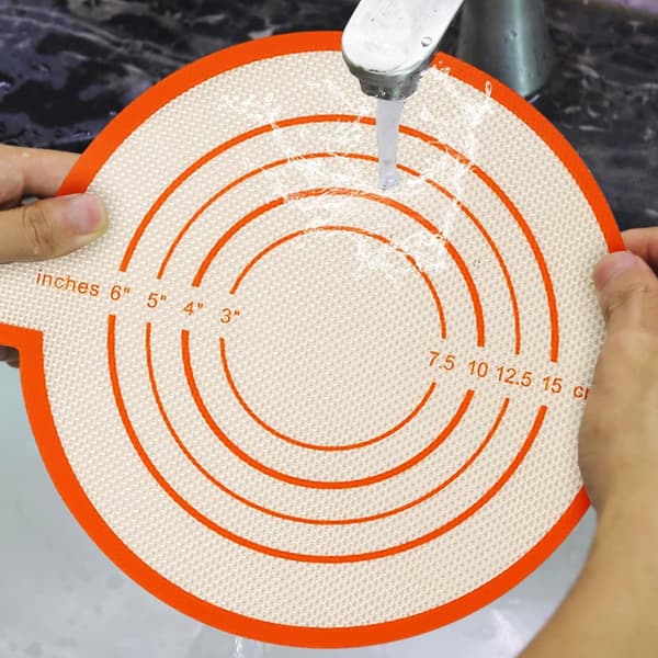 Silicone Baking Mat, Set of 2, Non-Stick Reusable Bread Lifter with Handles for Oven Baking Bread, Orange