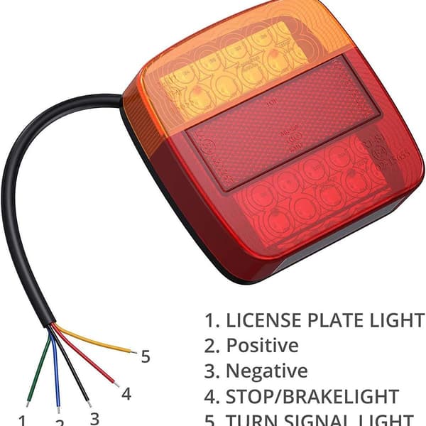 Røde og gule LED-baklys for tilhenger, lastebil, båt, skiltlys