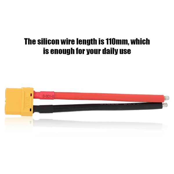 XT90 stik han med 12AWG 110mm silikonekabel tilbehør til RC FPV modelbatteri (sort rød)