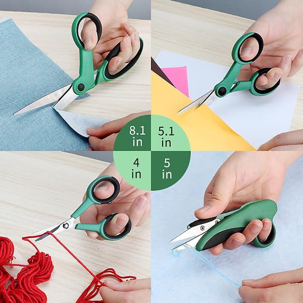 4 Pieces Fabric Scissors, Tailor Scissors, Scissor Set with Sharp Stainless Steel Blades and Soft Handles, Including Sewing Scissors, Craft Scissors, T