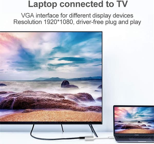 USB-C til HDMI VGA-adapter, 2-i-1 Type C til HDMI 4K, VGA 1080P C