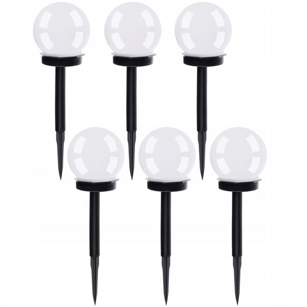 Kuleformede solcellelamper - 6 stk. hvit Vit white
