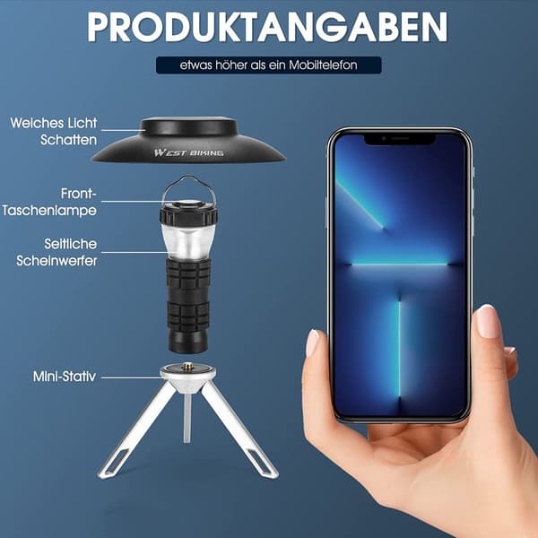 Lett LED-campinglampe, 3 moduser teltcampinglampe, superlys, KLB