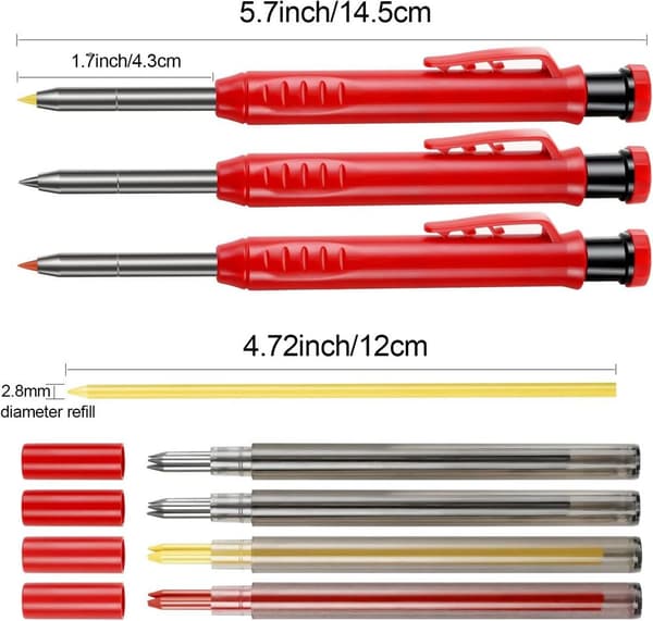 Pennset för konstruktion med 6 extra stift, inbyggd spetsvässare,