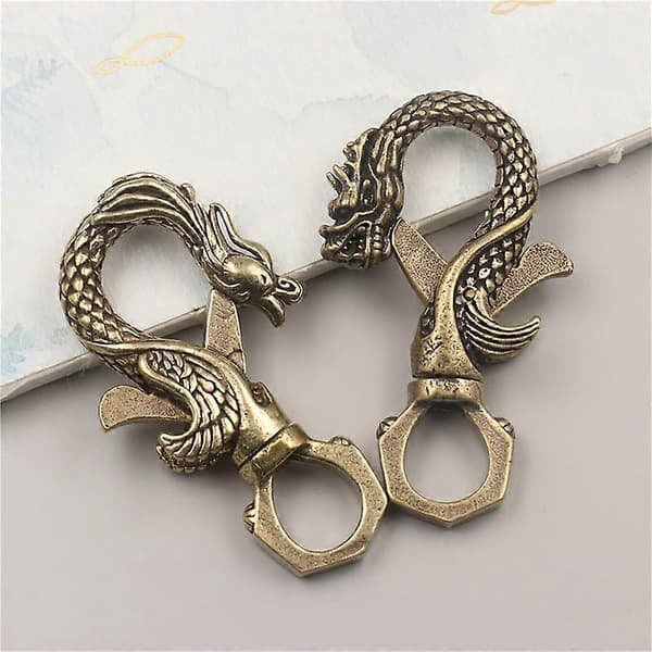 Practical Keychain Fine Workmanship Brass Dragon Phoenix Shape Key Pendant for Daily Use
