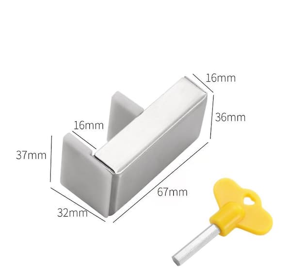 2-pack wedge-shaped window locks with key, adjustable sliding door frame, aluminum alloy, anti-theft, security, 67mm