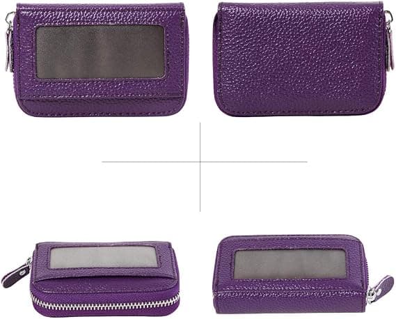 Women's RFID Blocking Leather Wallet with 12 Card Slots