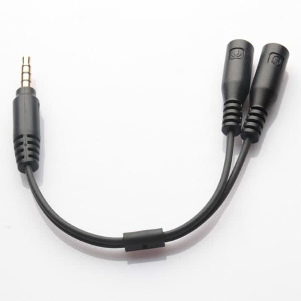 3,5 mm stereo lyd han og mikrofon splitter adapter sort