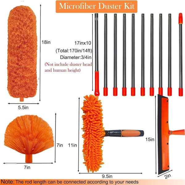Window Wiper with Telescopic Handle - Window Cleaner Telescopic - Extendable Duster - Window Wiper with Telescopic Handle - Micro