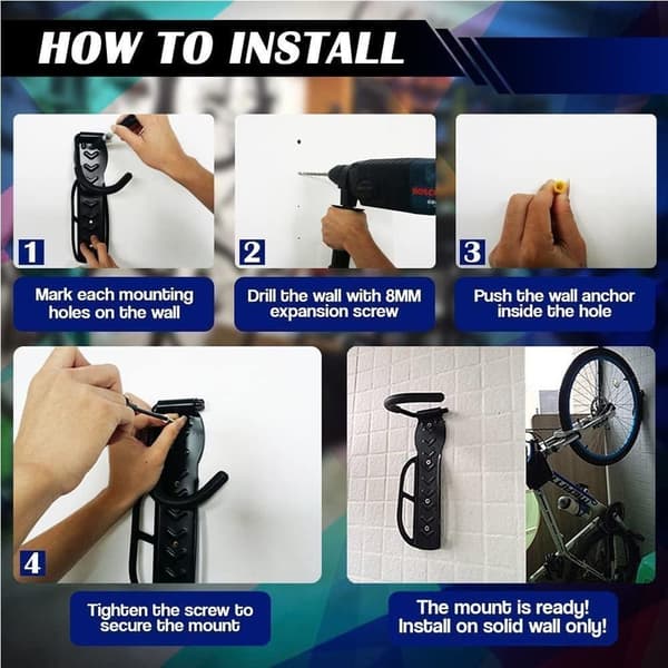 1 pc Bicycle Rack for Home Garage, Wall Mounted Clothes Rack, Hook, Activity Hook-yux