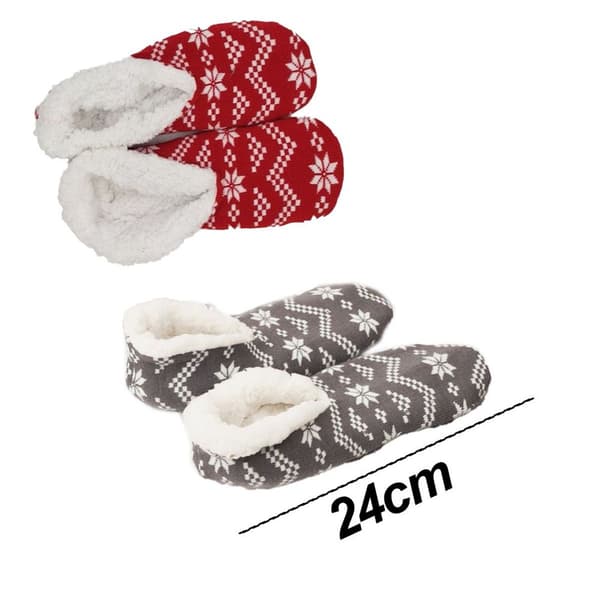 KLB Women's Warm Fluffy Fleece Lined Snowflake Slipper Socks