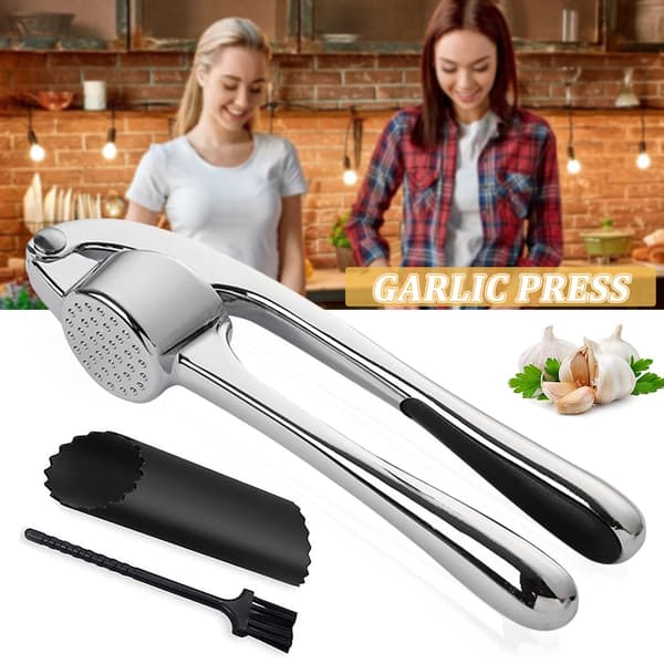 Zinc Alloy Garlic Press With Ergonomic Handle For Kitchen