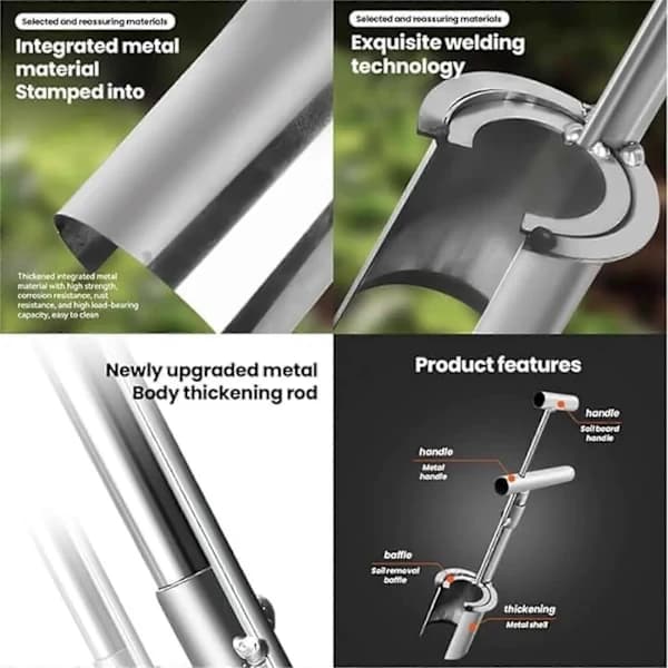 Long Handle Bulb Planting Tool, Serrated Base, Soft Grip Garden Bulb Planter, Heavy-Duty Long Handle Bulb Planter for...