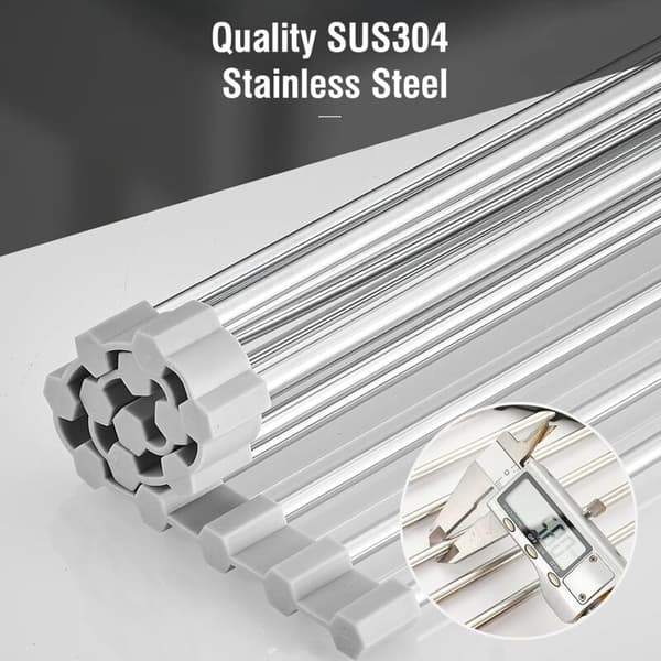 2 st rostfritt hopfällbart triangulärt diskhoavrinningsställ halkfri grå