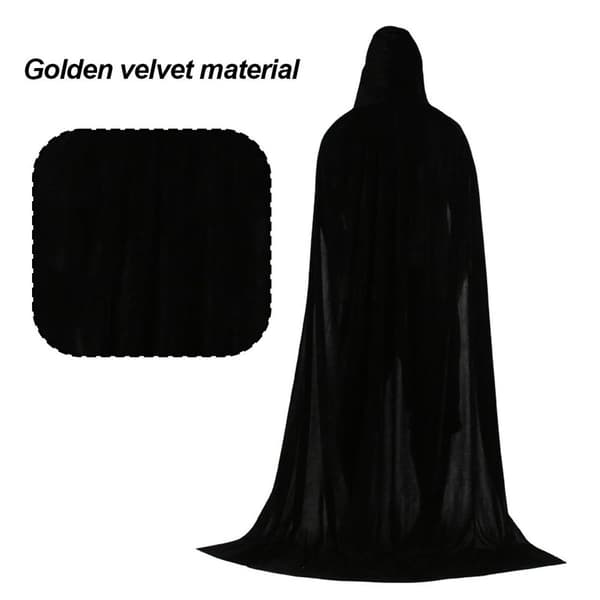 Unisex Svart Hettekappe i Full Lengde