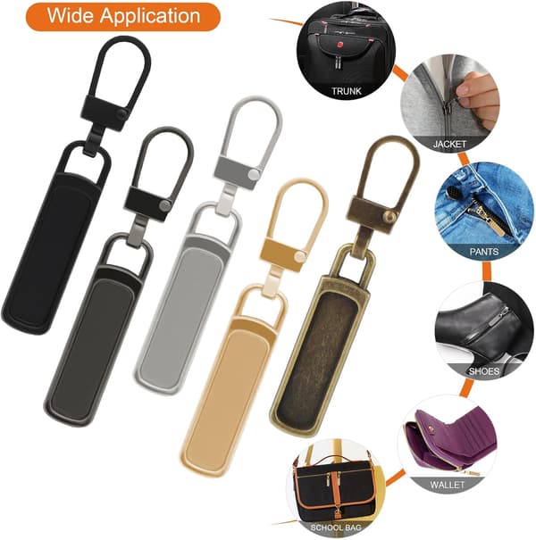10 Pieces Zipper Pull Replacement for Small Holes, Detachable Small Zipper Pull Slider for Luggage Jackets Backpacks Boots Handbag Coat Pants