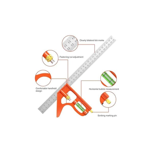 Combination Set 300mm - Metric - Universal and Precise Metal Combination Set with Stop and Scribing Tool - Professional Measuring Tool KLB
